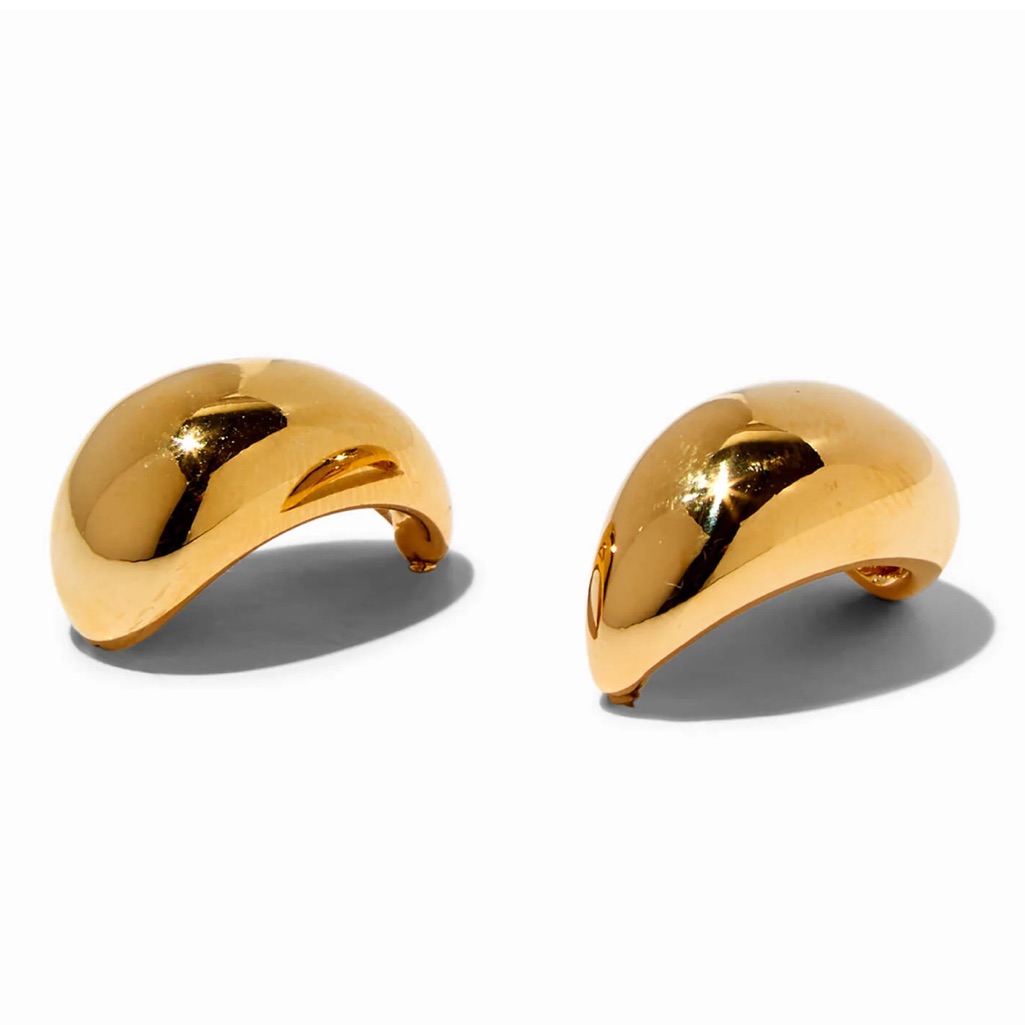 18 Kt Gold Plated Teardrop Dome Stud Earrings